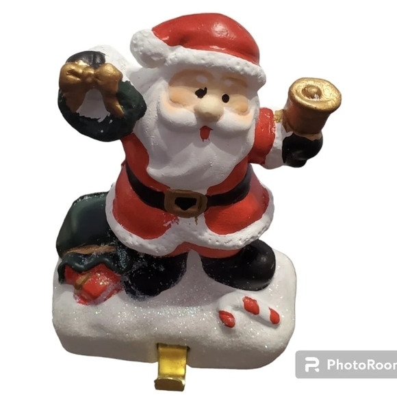 New Christmas Holiday Cement Santa Claus Stocking Holder Hanger - Picture 2 of 3